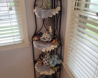 Corner metal shelves