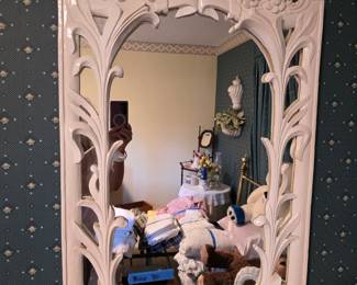Very ornate white mirror $80.