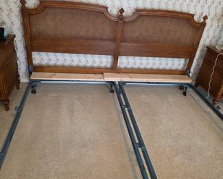 King size caned headboard with metal frame.