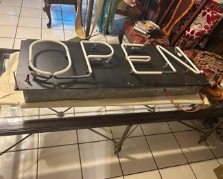 Large neon open sign