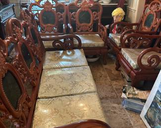 Heavy rosewood carved living room group