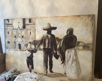 Very large hand painted Pueblo painting
