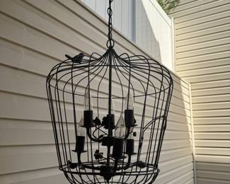 6 light pendant light with birdcage silhouette
