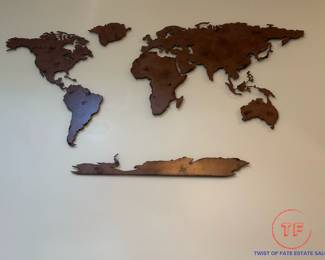 Metal World Map Wall Art