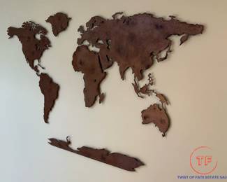 Metal World Map Wall Art