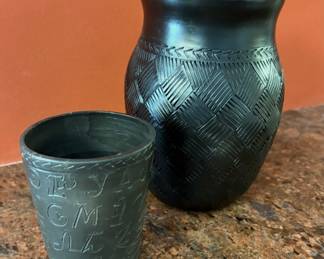 Both- Cherokee Pottery Vase by L. Bigmeat Maney, North Carolina (signed)