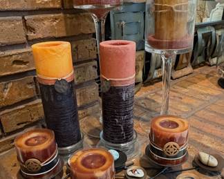 A variety of Candles and Candle Holders