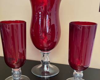 Ruby Red Crystal Candle Holders