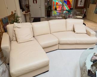 Natuzzi leather sectional sofa. (two)
