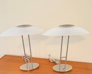 Rotaliana "Jolly-T" silver table lamps (two)