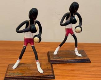 vintage, handmade, wire, Afro-Cuban,
Caribbean boxing folk art figurines. (1950’s)