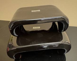 vintage Haeger Pottery black ceramic pedestal display stands (1984)