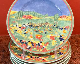 Villeroy & Boch "Key Grand" plates. The design is an Impressionist landscape, (Luxembourg) set of 6