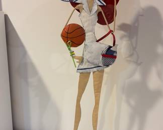 Vintage sculpture of female sports theme by Mexican artist Manuel Felguerez.