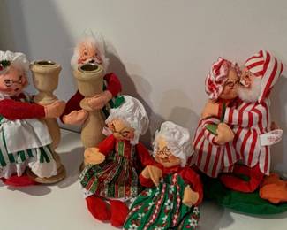 Annalee Doll Cloth Mrs Santa Claus 1963 Christmas Doll- 1990 Annalee Santa and Mrs Claus — Annalee 7" Mr & Mrs Santa Candle Holder