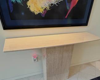 Vintage Postmodern Travertine Console Table. ~