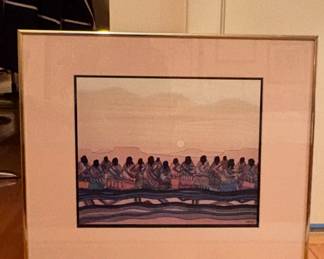 Framed print titled "Pueblo Women" by artist Greg Kyle.