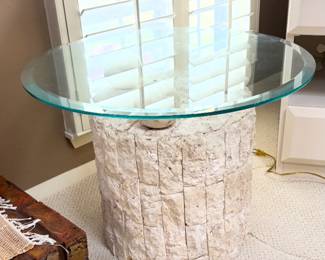 Tessellated Mactan Stone Round Side Table