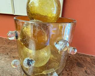 Vintage Hand Blown Bowl with Handblown decorative balls