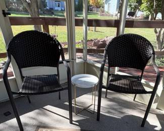 Christopher Knight Home Outdoor Wicker Stacking Dining Chairs in multibrown. (2)