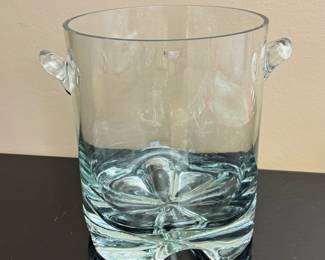 Krosno Poland fine polished blown glass ice bucket.