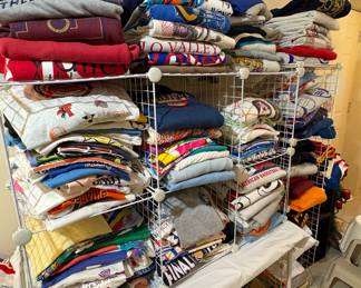 Over 100 T-Shirts and Sweat Shirts
Top name brands IZod, Nike, Ralph Lauren, Head, Fila, Tommy Hilfiger, Hard Rock Cafe, WMBA, Finial Four, Women’s Basketball Hall of Frame and more