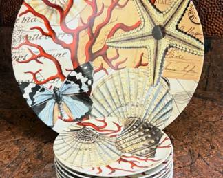 Pottery Barn Coastal Curiosity salad/dessert plates and large platter