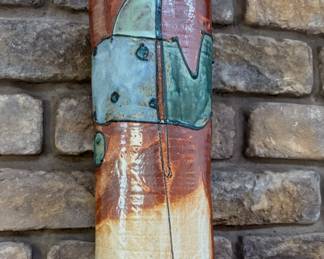 This is a Mid-Century Modern studio pottery vase by Peggy Beaver