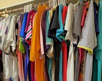 Very large assortment of Premium Sports Tops—- polo’s Golfing shirts and work out- premium sport brands (size M-L-XL)