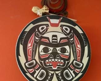 Hand Drum created by Clarence
A. Wells, a Gitsan artist from the Tsimshian Clan