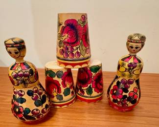 Khokhloma, a style of traditional Russian folk art painted on wooden items and Matryoshka dolls, (Russian nesting dolls.)