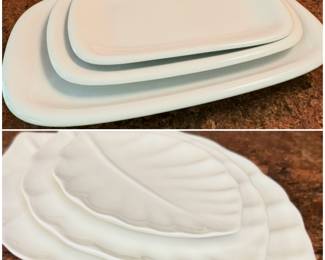 Crate & Barrel Square Porcelain Trays and
Crate & Barrel Anna II Leaf Shaped Porcelain Trays (small)