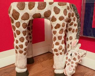 Vintage GIRAFFE ART/ SIDE TABLE STOOL