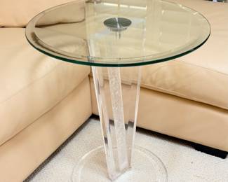 Shlomi Haziza side table Glass top and Lucite bottom
