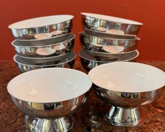 vintage stainless steel ice cream or dessert bowls