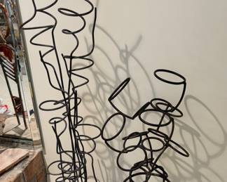 Whimsical Spiral Wrought Iron Wine Tree Rack Sculpture Art MCM Bottle Display