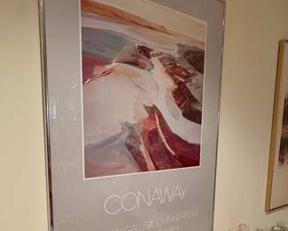 Framed poster for an art exhibition by an artist named Conaway at the C.G. Rein Galleries in Minneapolis on November 7, 1980.