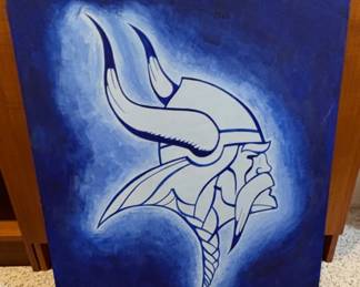 Signed paniting of the Minnesota Vikings logo.