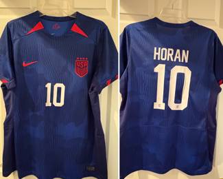 Nike USWNT (U.S. Women's National Team) away jersey for the 2023 season, featuring the name and number of player Lindsey Horan.