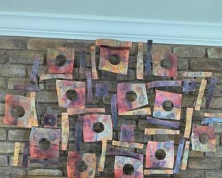 Vintage Curtis Jere Abstract Metal Wall Sculpture Signed & Dated, Large