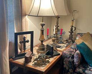 Marble top end tables, matching coffee table