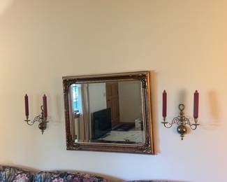 Brass wall candelabras