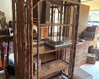 Pair of matching bamboo shelves