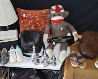 Shoes, stuffed monkey, large buffalo rug, decor etc