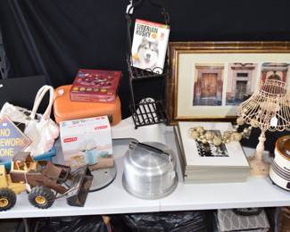 Vintage tonka, cake holder, games and decor etc