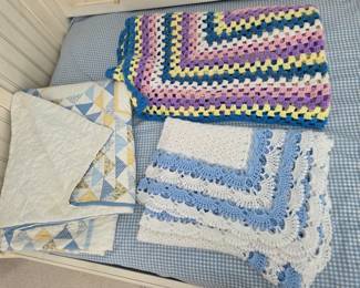 Hand-Made quilt/crocheted blankets