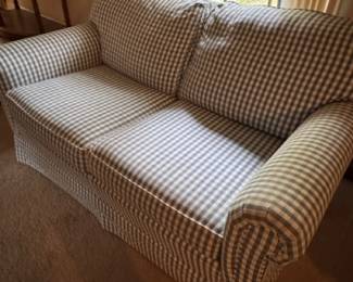 Broyhill loveseat in blue and white check. Matching full sofa too!