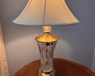 Crystal style lamp with linen shade