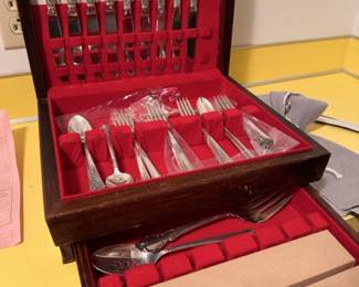 Sterling Silver flatware set by Oneida, Damask Rose pattern. Never used.