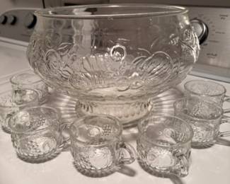 Punch bowl and cups by Indiana Glass